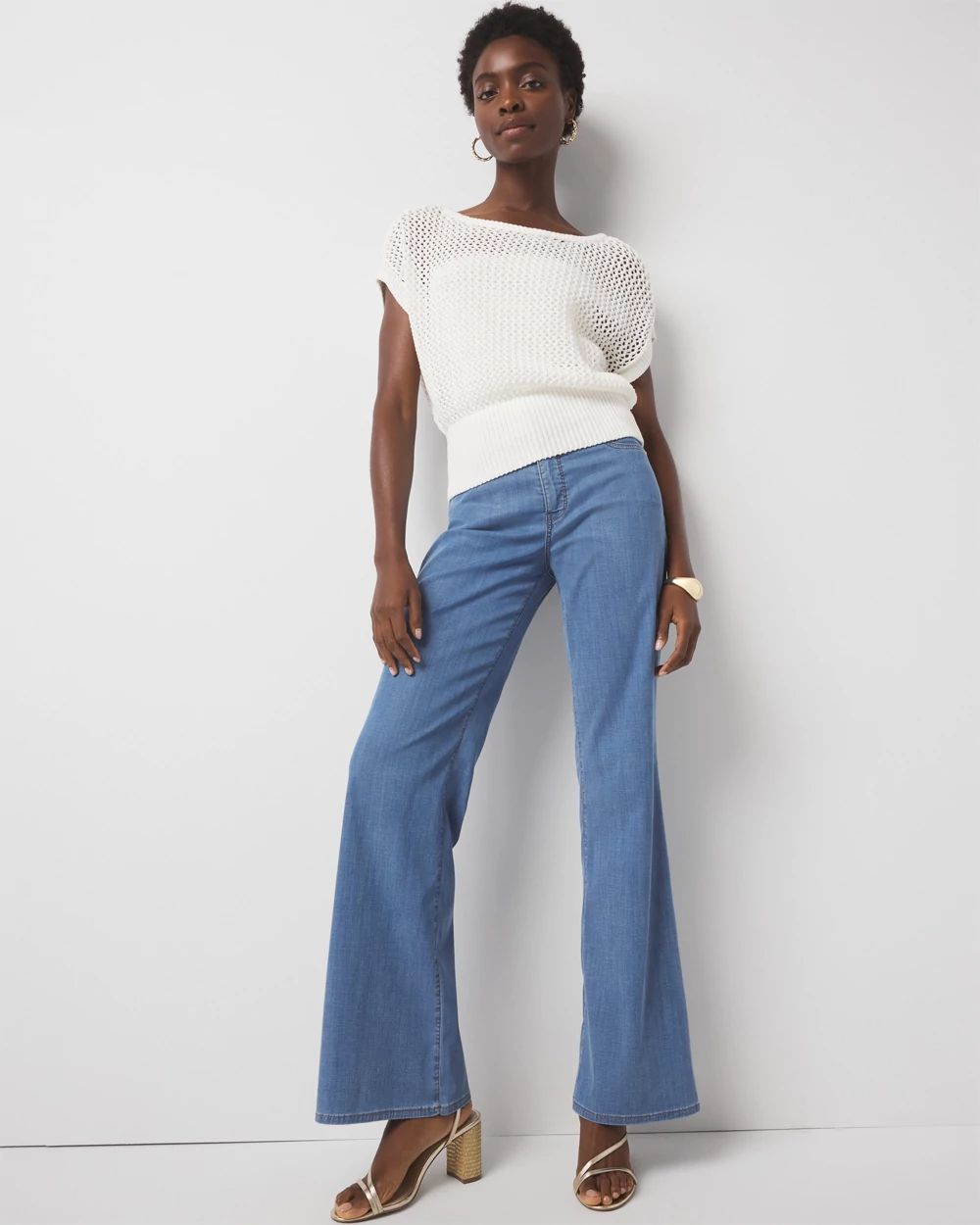 Open Stitch Banded Bottom Sweater | White House Black Market